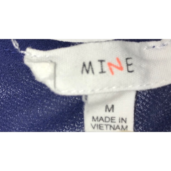 Mine Women’s Navy Sheer Cutout Sleeveless Top   Medium - Picture 4 of 5